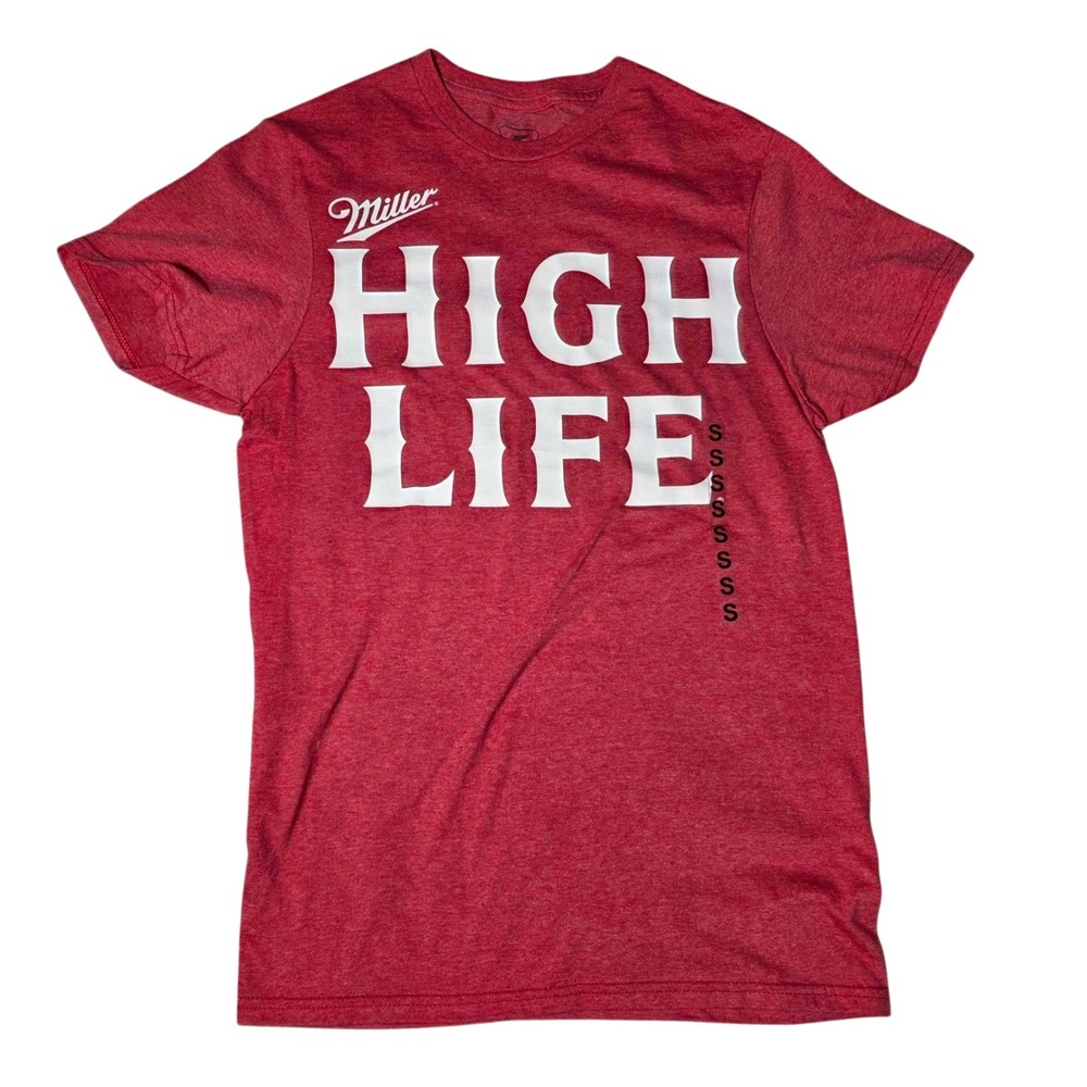 Miller High Life Graphic Tee T-Shirt Crew Neck Short Sleeve Size Small Red NWT